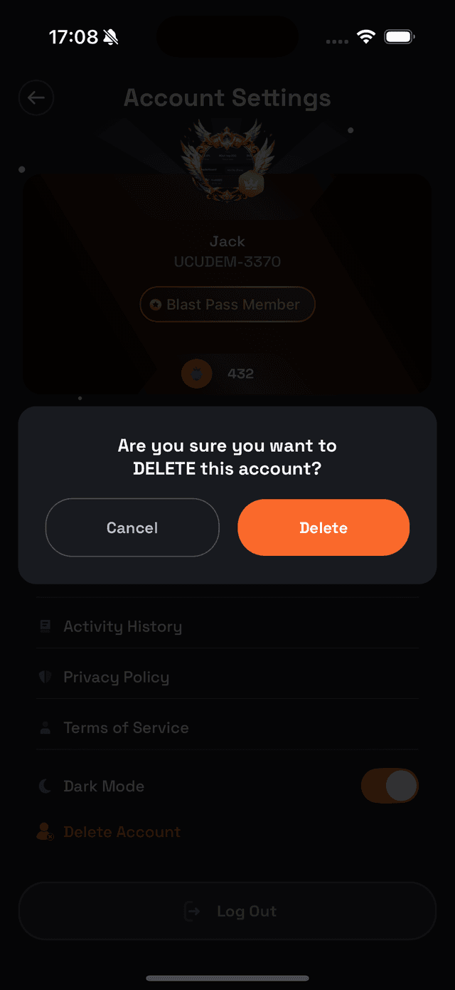 Delete Confirmation Dialog with Cancel and Delete buttons